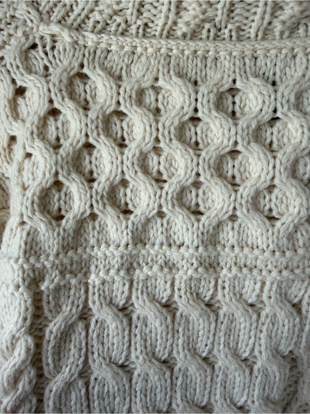 Carraigdonn Cream Cable Knit Button-Front Women’s Sweater from Ireland - Picture 7 of 7